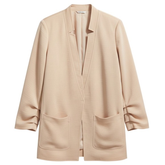 Dkny Jackets & Blazers - DKNY Womens Jacket Size S Sandalwood Ruched Sleeve Notch Collar Relaxed Blazer